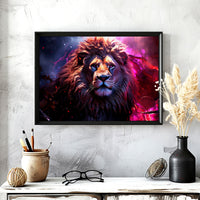 Load image into Gallery viewer, Mighty Lion Framed Canvas Horizontal Wall Art
