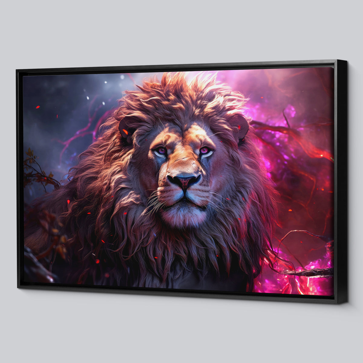 Mighty Lion Framed Canvas Horizontal Wall Art
