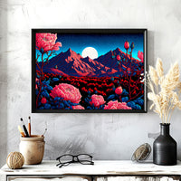 Load image into Gallery viewer, Moon Flowers Abstract Nature Horizontal Framed Canvas Wall Art
