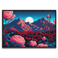 Load image into Gallery viewer, Moon Flowers Abstract Nature Horizontal Framed Canvas Wall Art
