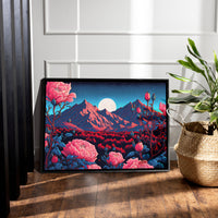 Load image into Gallery viewer, Moon Flowers Abstract Nature Horizontal Framed Canvas Wall Art

