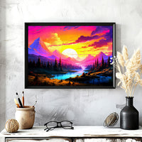 Load image into Gallery viewer, Mountain Landscape Horizontal Framed Canvas Wall Art
