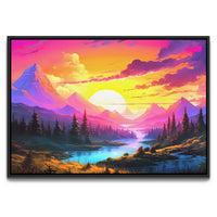 Load image into Gallery viewer, Mountain Landscape Horizontal Framed Canvas Wall Art
