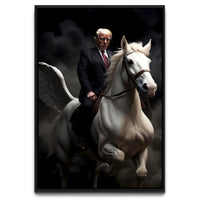 Load image into Gallery viewer, Mythical Rider President Donald Trump Vertical Framed Canvas Wall Art
