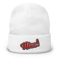 Load image into Gallery viewer, Nice Embroidered Knit Beanie white color

