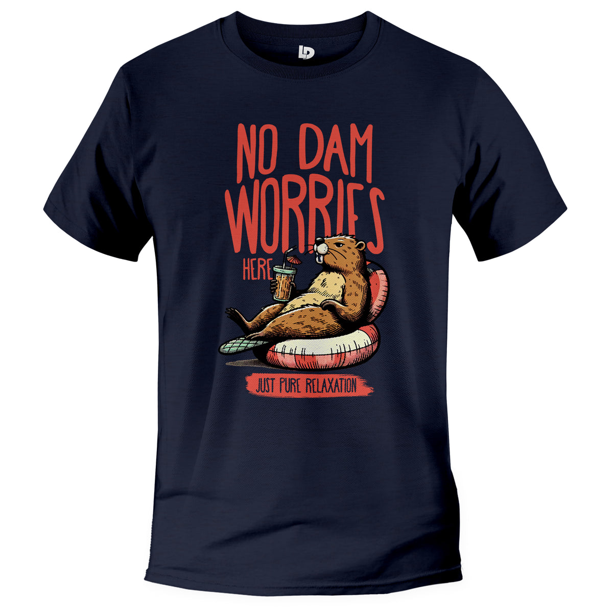 no dam worries funny otter tshirt, navy