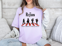 Load image into Gallery viewer, Donald Trump The Return Bootleg T-Shirt orchid color

