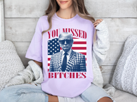 Load image into Gallery viewer, Missed Trump Bootleg T-shirt orchid color
