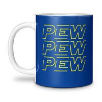 Load image into Gallery viewer, Pew Pew Pew Mug 11oz dark blue color
