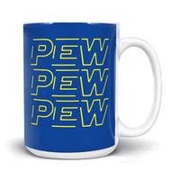 Load image into Gallery viewer, Pew Pew Pew Mug 15oz dark blue color
