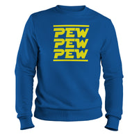 Load image into Gallery viewer, Pew Pew Pew Crewneck Sweatshirt true royal color
