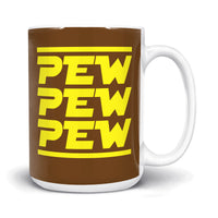 Load image into Gallery viewer, Pew Pew Pew mug 15oz brown color
