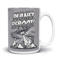 Load image into Gallery viewer, Planet Reboot Mug 15oz light grey color
