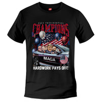Load image into Gallery viewer, Trump Presidential Champions T shirt color black 
