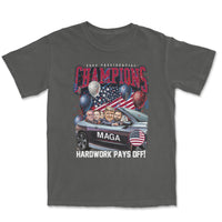 Load image into Gallery viewer, Trump Presidential Champs Bootleg T shirt  pepper color
