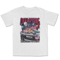 Load image into Gallery viewer, Trump Presidential Champs Bootleg T shirt white color
