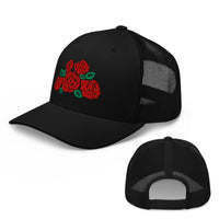 Load image into Gallery viewer, Roses Trucker Hat black color
