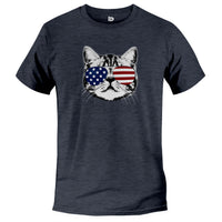 Load image into Gallery viewer, SHADES CAT AMERICAN FLAG MEOWICA TSHIRT FUN DESIGN
