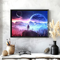 Load image into Gallery viewer, Space Loner Framed Canvas Horizontal Wall Art
