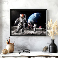Load image into Gallery viewer, Space Duo Framed Canvas Horizontal Wall Art
