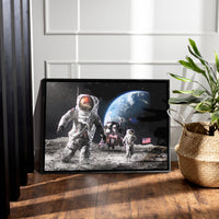 Load image into Gallery viewer, Space Duo Framed Canvas Horizontal Wall Art
