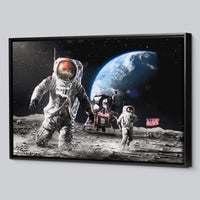 Load image into Gallery viewer, Space Duo Framed Canvas Horizontal Wall Art
