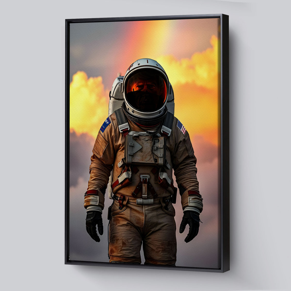 Guess Whoes Back Astronaut President Donald Trump Framed Canvas Vertical Wall Art