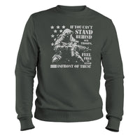 Load image into Gallery viewer, IF YOU CANT STAND BEHIND OUT TROOPS MILITARY CREWNECK SWEATSHIRT FOREST GREEN
