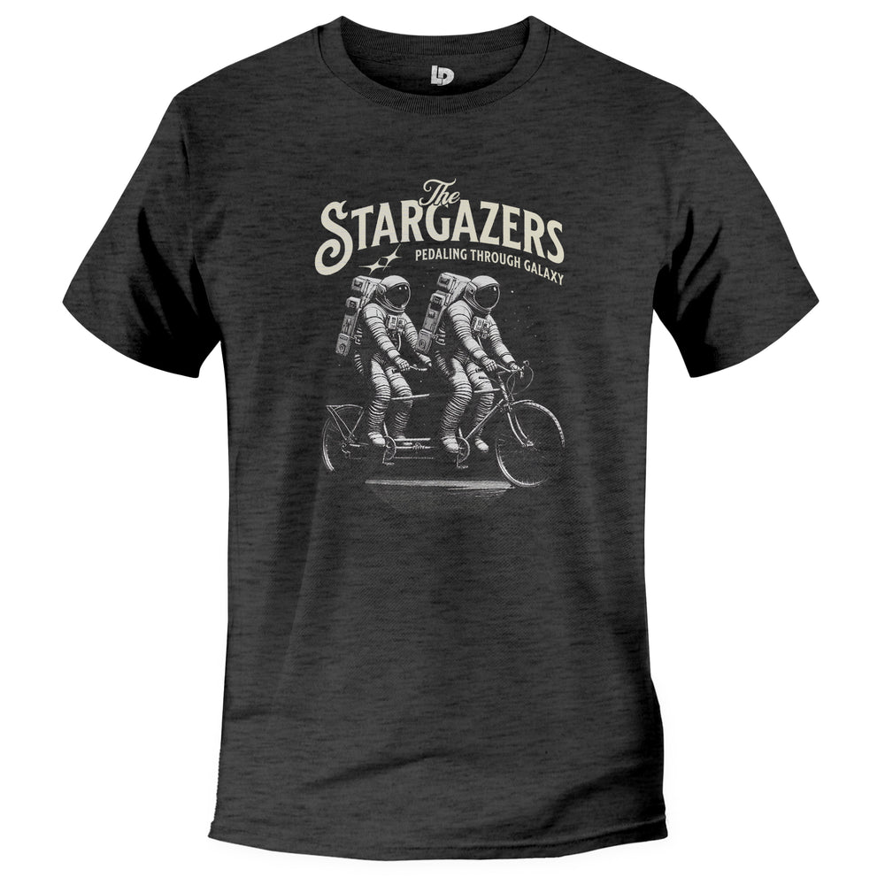 STARGAZERS FUN ASTRONAUT SPACE TSHIRT, DARK GREY HEATHER