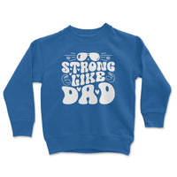 Load image into Gallery viewer, Strong Like Dad Youth Crewneck Sweatshirt royal color
