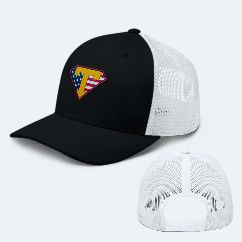 Super Trump Trucker Hat black white color