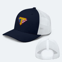 Load image into Gallery viewer, Super Trump Trucker Hat navy white color
