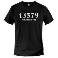 Load image into Gallery viewer, this is odd 13579 joke tee black
