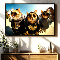 Load image into Gallery viewer, Thug Cats Framed Canvas Horizontal Wall Art
