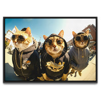Load image into Gallery viewer, Thug Cats Framed Canvas Horizontal Wall Art
