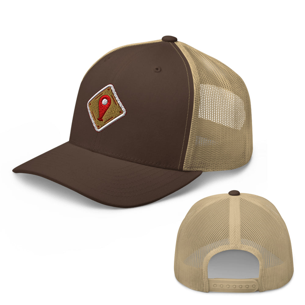 Travel Trucker Hat brown khaki color