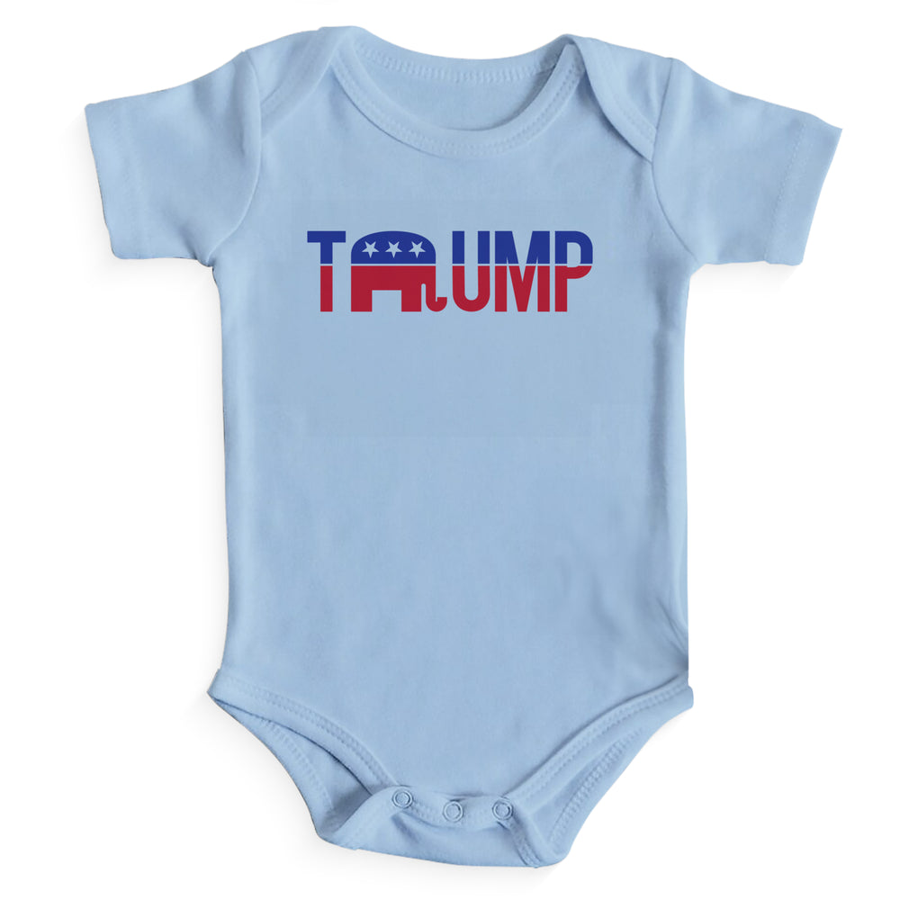 Trump Elephant Baby Onesie light blue colot