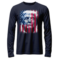 Load image into Gallery viewer, Donald Trump Flag Longsleeve Shirt navy color
