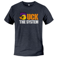 Load image into Gallery viewer, uck the system funny rebel duck shirt, heather navy unisex
