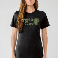 Load image into Gallery viewer, trump commander short sleeve shirt with model, military green 
