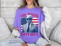 Load image into Gallery viewer, Missed Trump Bootleg T-shirt violet color
