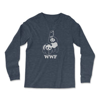 Load image into Gallery viewer, WWF Panda Long Sleeve Shirt | Heather Navy color
