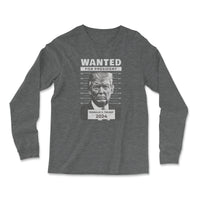 Load image into Gallery viewer, Donald Trump Mugshot Long Sleeve Shirt dark Grey Heather color
