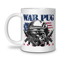Load image into Gallery viewer, pug dog mug, military american flag style, white
