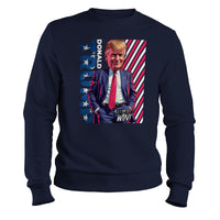 Load image into Gallery viewer, Win Chibi Donald trump Sweatshirt navy color
