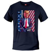 Load image into Gallery viewer, Win Chibi Donald Trump T shirt navy color
