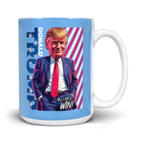 Load image into Gallery viewer, Win Chibi Donald trump 15oz Mug light blue Color

