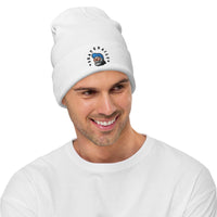 Load image into Gallery viewer, Skate Daily ll Embroidered Knit Beanie white color model mock up
