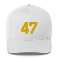 Load image into Gallery viewer, 47 Gold Trucker Hat white color

