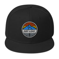Load image into Gallery viewer, Get Lost Snapback Hat black color front view
